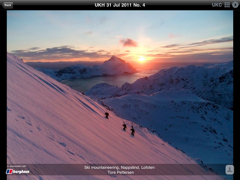 UKC Top Photos App: : Ski mountaineering, Nappstind, Lofoten  © Tore Pettersen