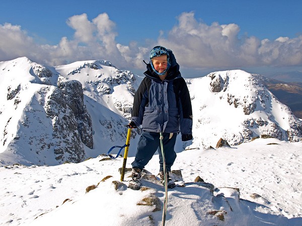 Ben at the summit of Stob Coire nan Lochan, aged 6  © John Fleetwood