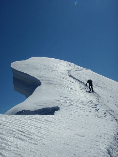 Chris Ellyatt approaching Breithorn central summit  © Chris Ellyatt