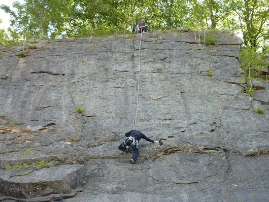 Nick following up Moving Target, E3 5c, Fairy Cave Quarry  © Didymus