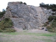 Markfield quarry, showing the Grey Slab Area; routes from Left Arete to Babbies Bottom are visible.
