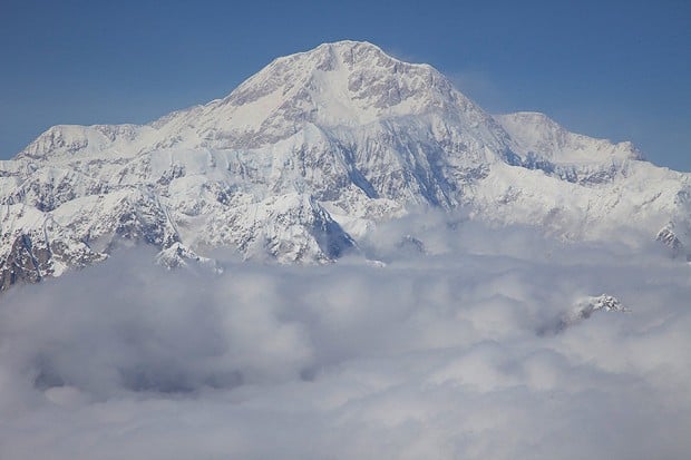 Denali - The West Buttress in profile on the left hand sky line  © Jon Griffith / Alpine Exposures