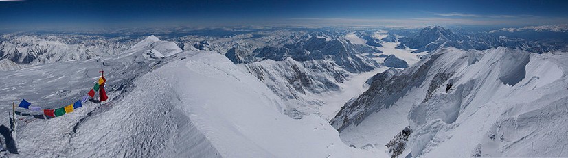 View from the summit of Denali. The West Buttress route comes over on the ridge on the right  © Jon Griffith / Alpine Exposures