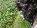 Graeme Read getting high on Underpass E4 6B  at Goat Crag