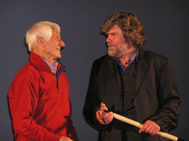 Walter Bonatti & Reinhold Messner at the Piolet D'Or 2009  © Luca Signorelli