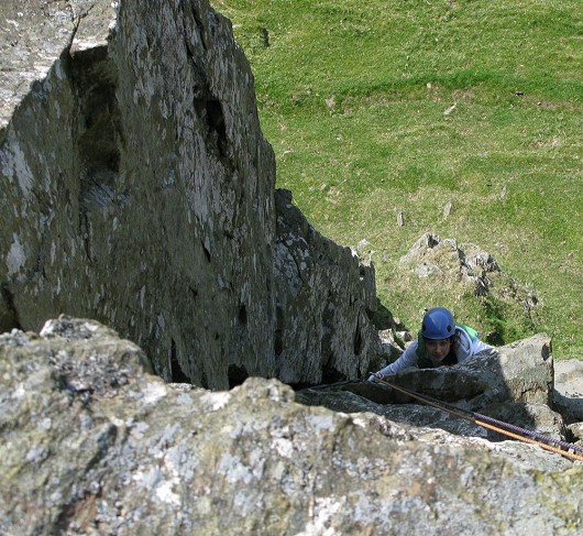 Christina in the upper part of the obviously - though aptly - named Big Corner  © oscaig