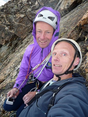 Jerry Gore and Nick Dixon on the summit of Pave Peak, Ecrins  © Jerry Gore, Alpbase.com