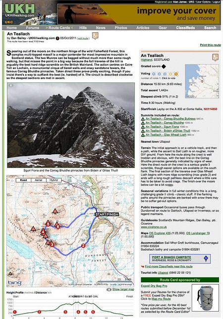 Example route card of An Teallach  © UKClimbing Limited