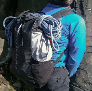 CT Falesia loaded for trad with the rope on the top straps  © Climbing Technology