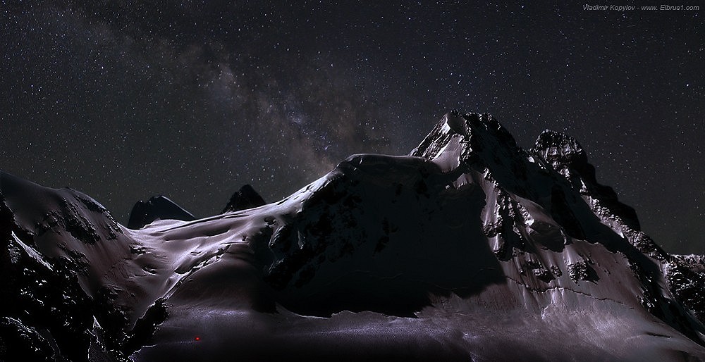 Night over Ushba North Face, Central Caucasus region.  © VladimirKopylov