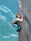 Peter top-roping at Point Perpendicular, Australia