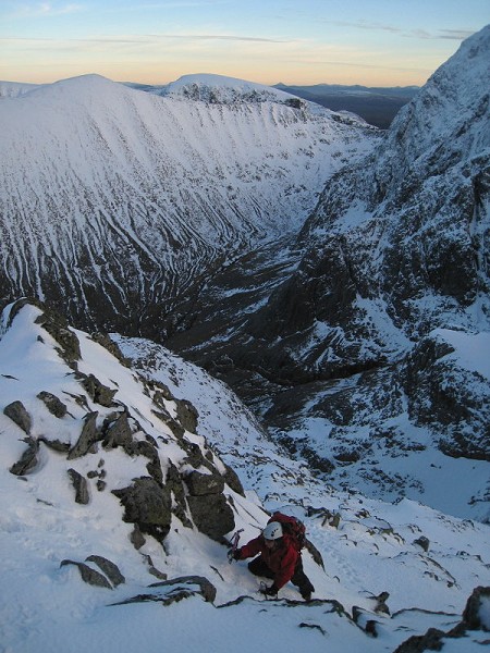 Carn Mor Dearg and the CMD Arete from high on Ledge Route  © Dan Bailey