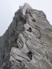 Stuart Jones following swiss climber roberta up south ridge of salbitschijen september 2011