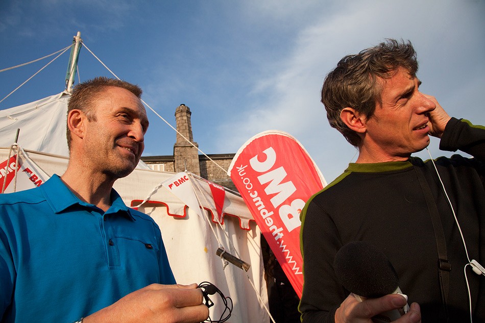 Dave Turnbull, BMC CEO, and Alan James, Director of Rockfax, at the Kendal Mountain Festival 2011  © Jack Geldard / UKC