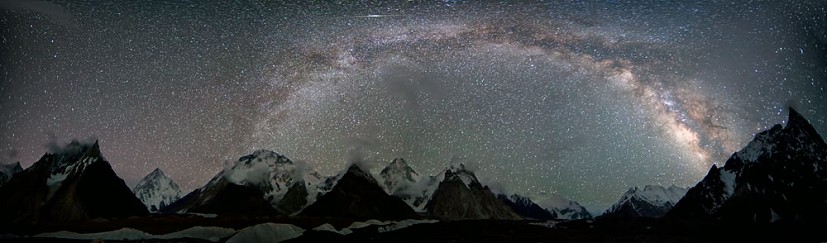 4 x 1 minute exposures with 14mm fixed lens at ISO 2500. Concordia with K2, Broad Peak and Gasherbrum IV  © Ice Nine