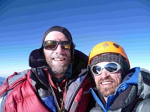 David Gottlieb and Chad Kellogg on the summit of Nepal's Pangbuk Ri (6716m)  © Chad Kellogg / http://www.humanedgetech.com