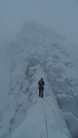About to cross the Tower Gap on Ben Nevis - conditions so cold, we had the place to ourselves!