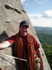 At a stance abseiling down the nose of looking glass rock