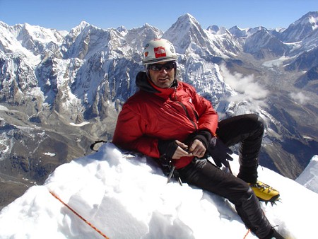 Kevin Thaw on the summit of Cholatse, 6440m after climbing the Southwest Ridge in 2005  © Kevin Thaw Collection
