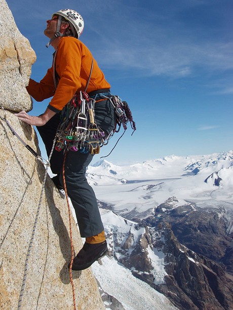 Kevin Thaw on the North Pillar of Fitzroy, Patagonia  © Kevin Thaw Collection