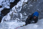 Delicate ice on Cascata del Sole - Rich Manterfield climbing