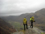 looking out over seathwaite on the route to base brown