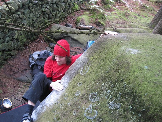 Nearly finished on Greenerete V4 6b at roaches lower tier boulders  © PeteWilson