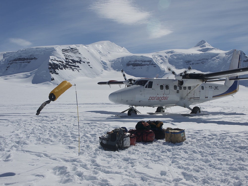 ‘Arriving at base camp by Twin Otter ski plane’  © Phil Pool - BMG