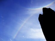 Upside-down rainbow above the first pinnacle of Pinnacle Ridge, Craig Braich Ty Du, Snowdonia