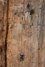 Unknown climbers on Africa F6b+, The Gorge, El Chorro, taken from the walkway.