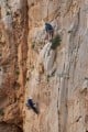 Unknown climbers on Africa F6b+, The Gorge, El Chorro, taken from the walkway.