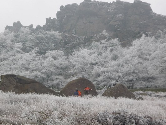 unknown climbers looking for friction at the Roaches  © le t