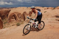 Katy Dartford mountain biking in Slick rock