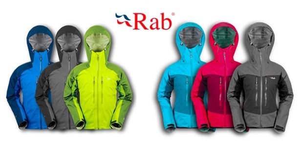 Available colours in the Rab Stretch NeoShell. Mens on the left, Womens on the right  © Rab