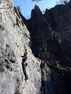 David Minshall at Arch Rock, Cheddar Gorge  © MG