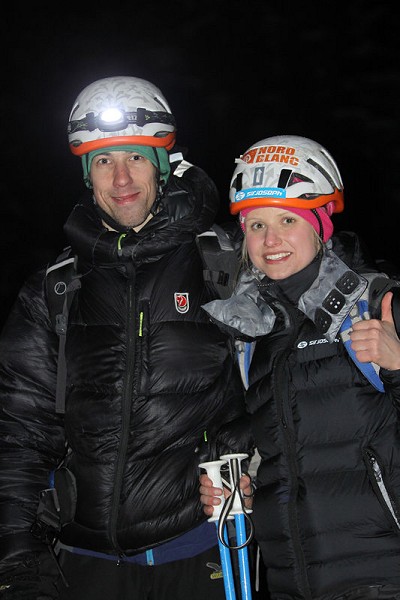 Lucie Hrozová and Mirek Matějec after succesful ascent  © Libor Hroza