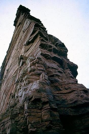 Looking up from the foot of the Old Man of Hoy.