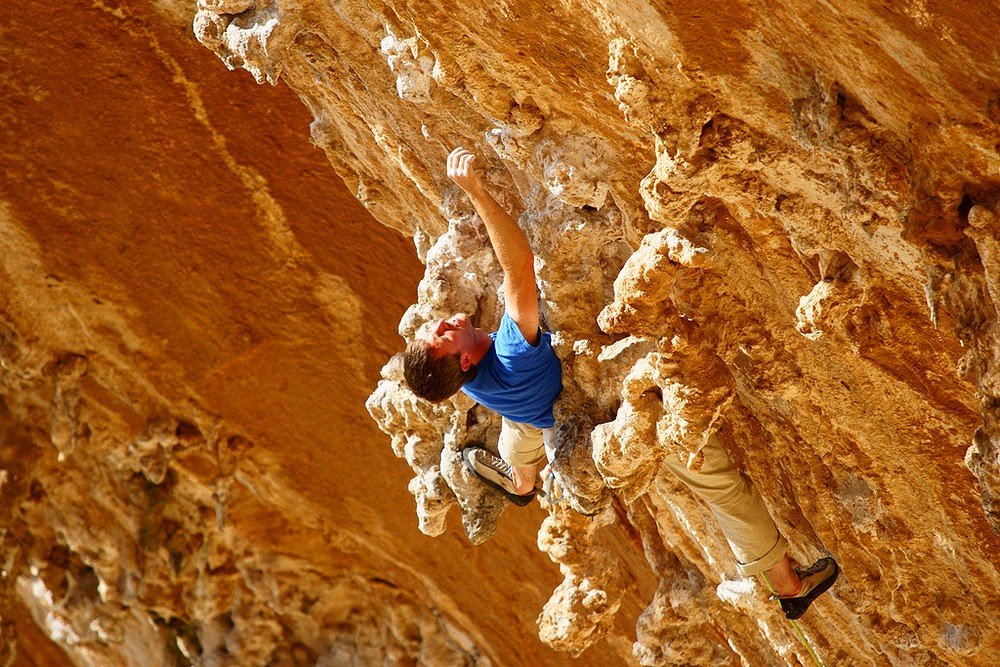 A bum rest in the amazing tufas of the Grande Grotte, Kalymnos  © Will Carroll