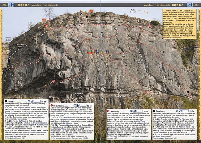 The amazing main face of High Tor with its brilliant diagonal routes  © Rockfax