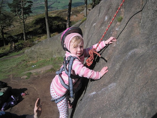 4 year old (!!) Winnie enjoying her first outdoor experience on the roaches lower tier boulders  © PeteWilson
