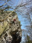 Rhubarb Wall, great climbing on small edges and pockets. Full value for F6a+.
