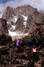 Descending in front of Bation and Nelion, Mount Kenya