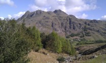 The Langdale Pikes from the slopes of Pike O Blisco.