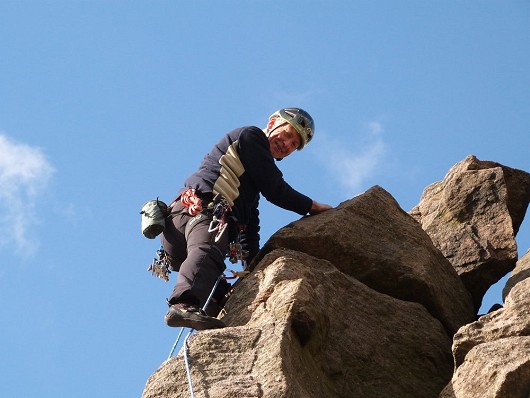 Richard at the top of The Nose (HS 4b) Castle Naze  © PeteWilson
