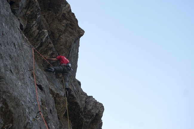 James McHaffie on The Tower of Midnight (E8) Llanberis Pass  © Mark Reeves