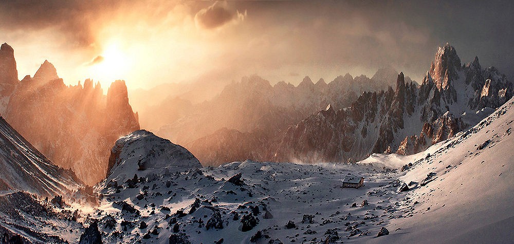 Sunrise Dolomites, before bad weather.   © max rive