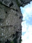Nice route, easy to protect, long slings for belay