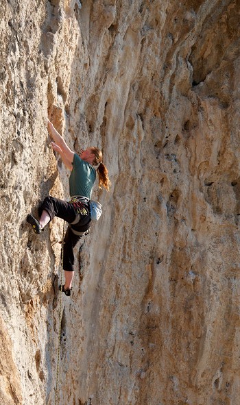 Katy Forrester climbing at Kalymnos in 2012  © Mick Ryan