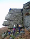 Norman topping out on Wrinkled Wall, Bamford Edge