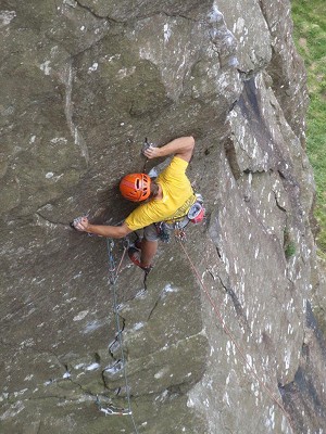 John McCune about to commit to the arete of Hell's Kitch Arete E6 6a  © Tim Neill